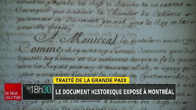 Le Traité de la Grande Paix en exposition à Montréal pour son 325e anniversaire