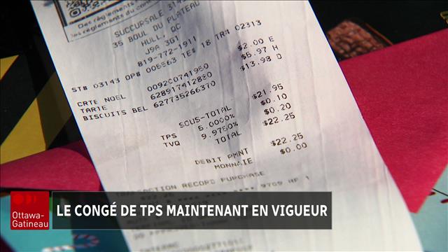 Le congé de TPS maintenant en vigueur